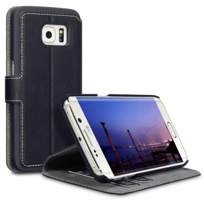 Mobilväska Galaxy S6 Edge Leather Black Slim