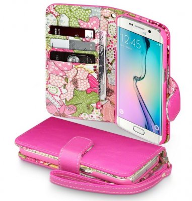 Mobilväska Galaxy S6 Edge Plus Floral Pink