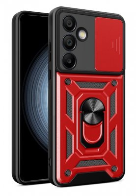 Samsung Galaxy S25+ (S25 Plus) Skal - Röd Med Linsskydd samt ställfunktion