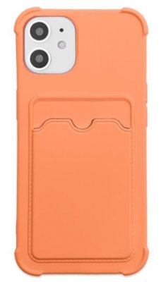 iPhone 11 skal i silikon med kortfack i färgen mandarin (orange).
