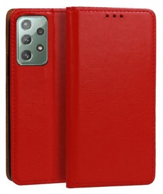 Fodral i äkta läder i rött för Samsung Galaxy A52.