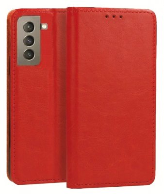 Rött fodral i äkta läder för Samsung Galaxy S23 Plus (S23+).