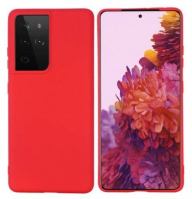 Rött silikon skal för Samsung Galaxy S21 Ultra.