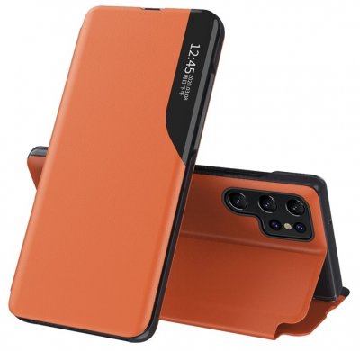 Orange fodral med time view funktion för Samsung Galaxy S22 Ultra (6,8 tum).